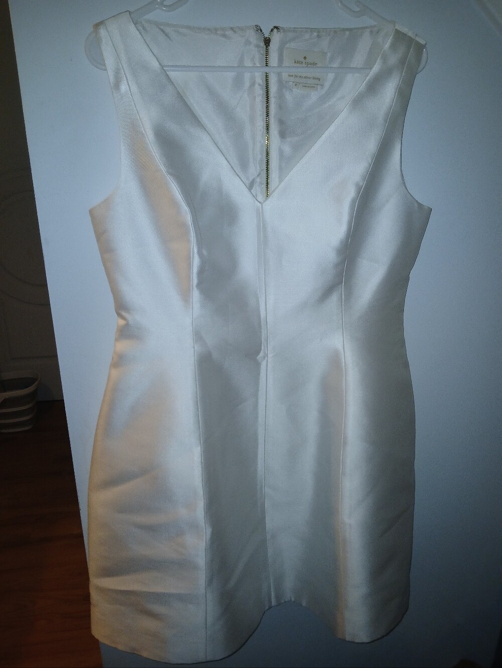 kate spade Ivory Satin V-Neck Mini Dress